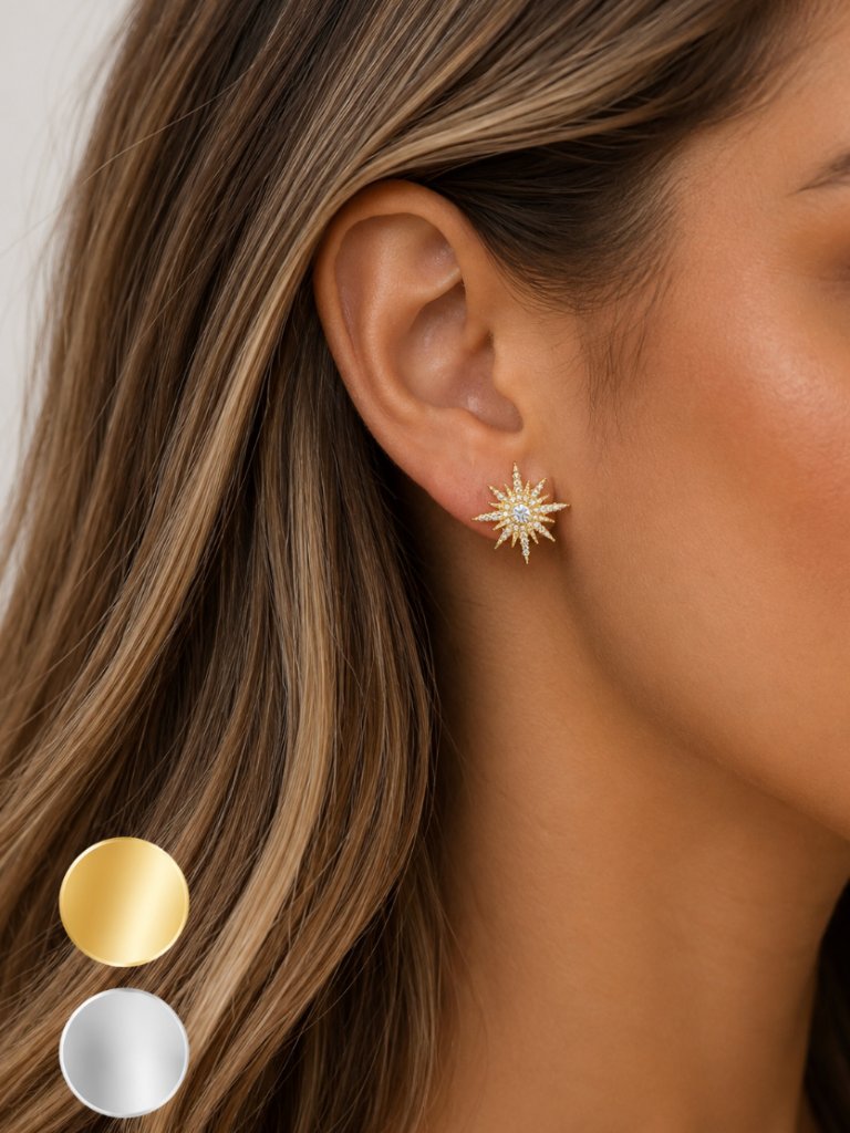 "Declan" Starburst Sparkle Stud Earrings